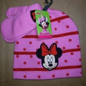 Disney Minnie Mouse Beanie Winter Hat Glove Combo